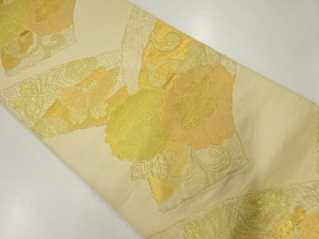 JAPANESE KIMONO / ANTIQUE FUKURO OBI / SILK / WOVEN FLOWER